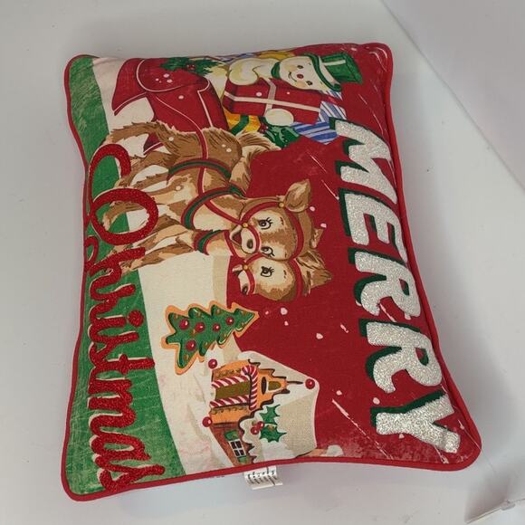 Raz‎ Imports Retro Christmas Pillow Frosty The Snowman Sleigh Reindeer - Picture 10 of 12